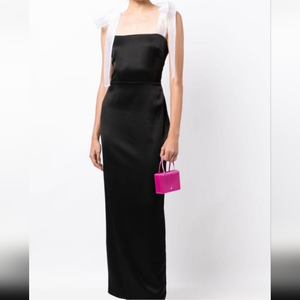 Reformation black dress with ribbon